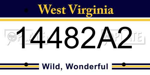 14482A2 West Virginia License Plate