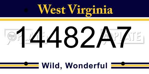 14482A7 West Virginia License Plate