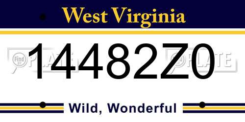 14482Z0 West Virginia License Plate