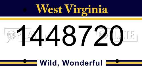 1448720 West Virginia License Plate