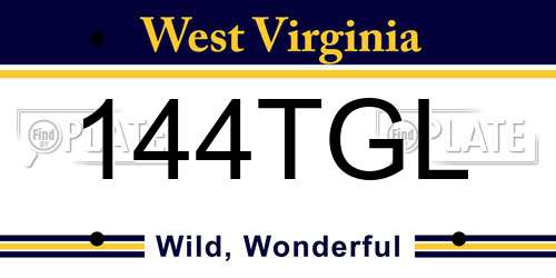 144TGL West Virginia License Plate