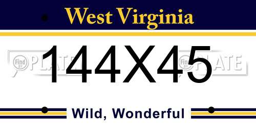 144X45 West Virginia License Plate