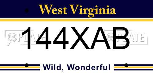 144XAB West Virginia License Plate