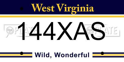 144XAS West Virginia License Plate