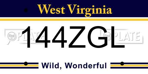 144ZGL West Virginia License Plate