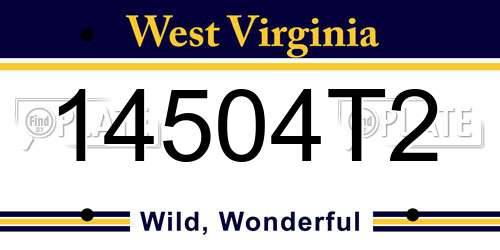 14504T2 West Virginia License Plate