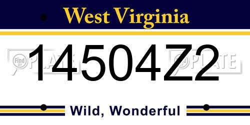 14504Z2 West Virginia License Plate