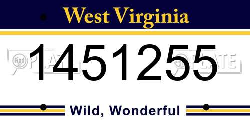 1451255 West Virginia License Plate
