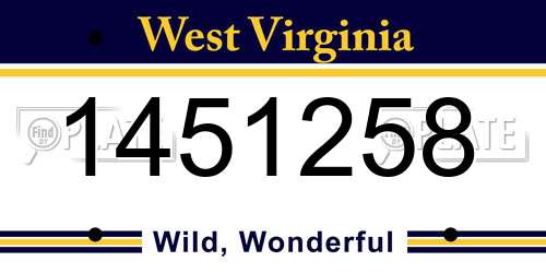 1451258 West Virginia License Plate