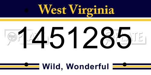 1451285 West Virginia License Plate