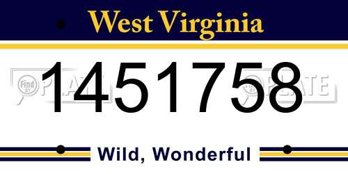 1451758 West Virginia License Plate