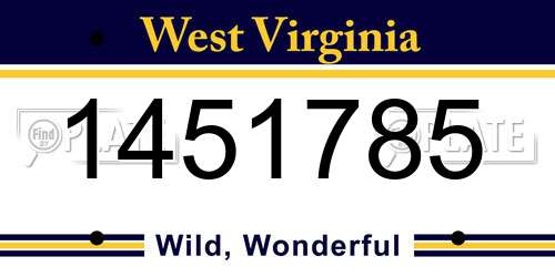 1451785 West Virginia License Plate