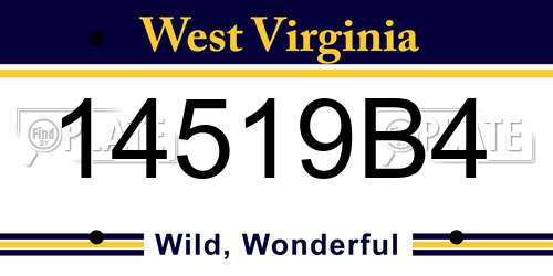 14519B4 West Virginia License Plate