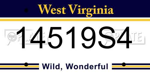 14519S4 West Virginia License Plate