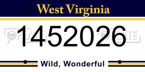 1452026 West Virginia License Plate