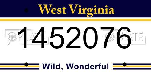 1452076 West Virginia License Plate