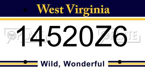 14520Z6 West Virginia License Plate