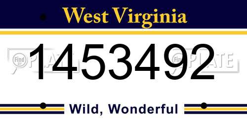 1453492 West Virginia License Plate