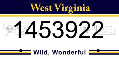 1453922 West Virginia License Plate