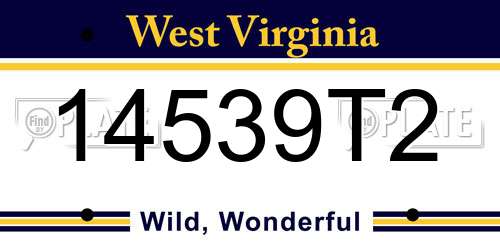 14539T2 West Virginia License Plate