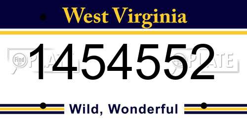 1454552 West Virginia License Plate