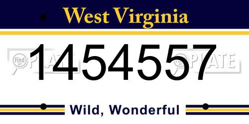 1454557 West Virginia License Plate