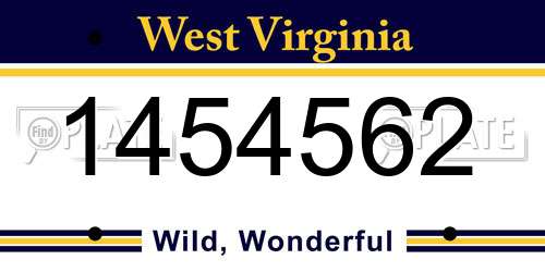 1454562 West Virginia License Plate