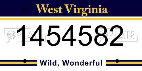 1454582 West Virginia License Plate