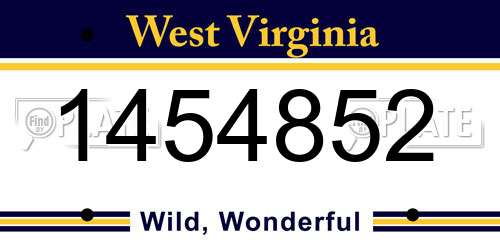 1454852 West Virginia License Plate