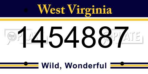 1454887 West Virginia License Plate