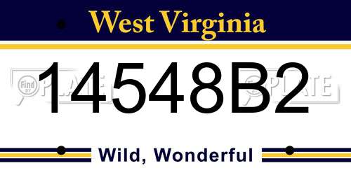 14548B2 West Virginia License Plate