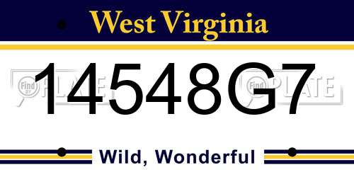 14548G7 West Virginia License Plate