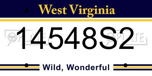 14548S2 West Virginia License Plate