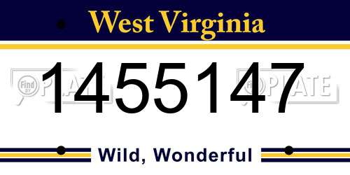 1455147 West Virginia License Plate
