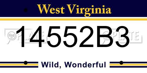 14552B3 West Virginia License Plate