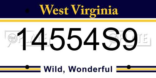 14554S9 West Virginia License Plate