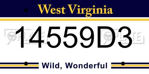 14559D3 West Virginia License Plate