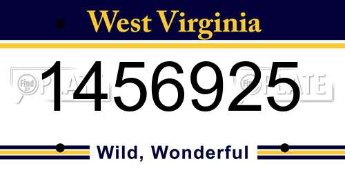 1456925 West Virginia License Plate
