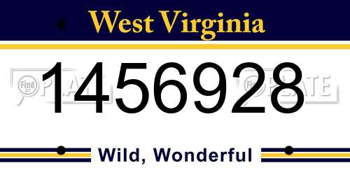 1456928 West Virginia License Plate