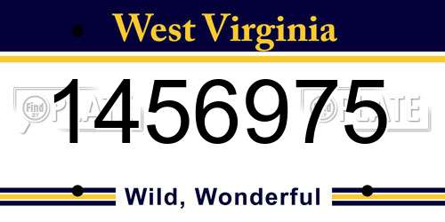 1456975 West Virginia License Plate