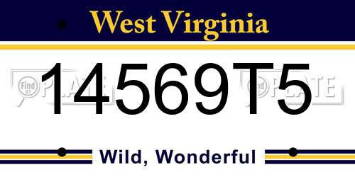 14569T5 West Virginia License Plate