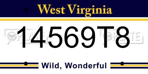 14569T8 West Virginia License Plate