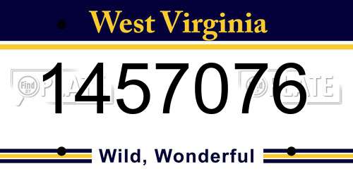 1457076 West Virginia License Plate