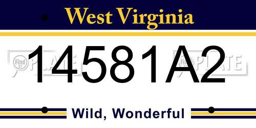 14581A2 West Virginia License Plate