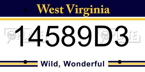 14589D3 West Virginia License Plate