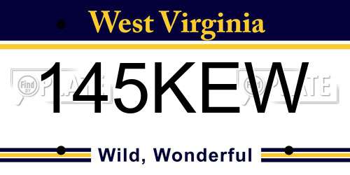 145KEW West Virginia License Plate