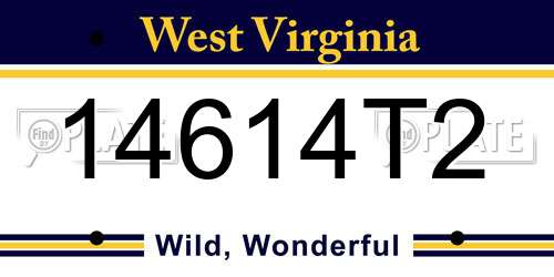 14614T2 West Virginia License Plate