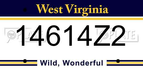 14614Z2 West Virginia License Plate