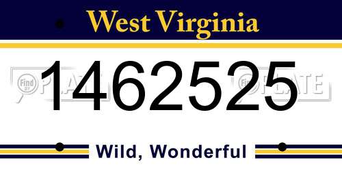1462525 West Virginia License Plate