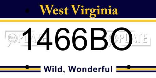 1466BO West Virginia License Plate
